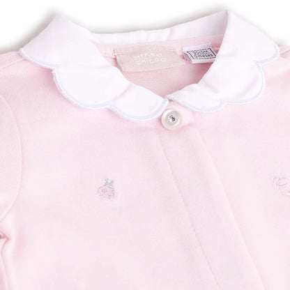 Girls Pink Embroidered Front Opening Babysuit