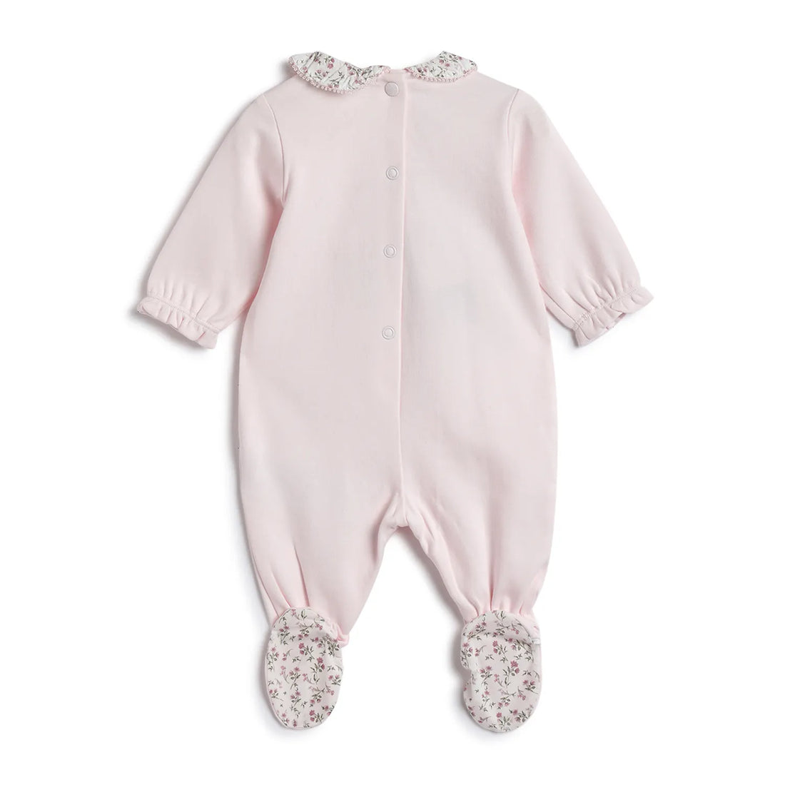 Girls Pink Embroidered Leg Opening Babysuit
