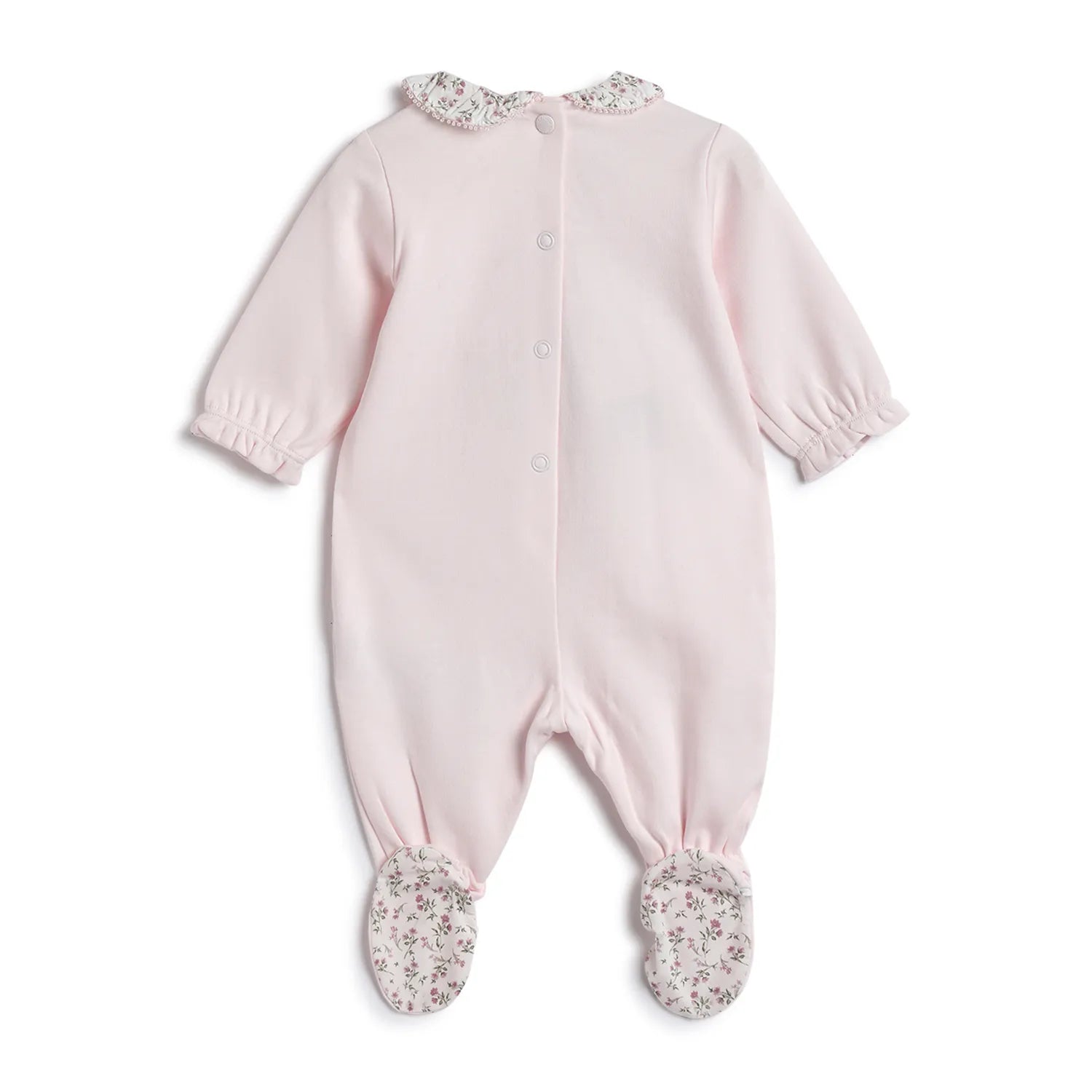 Girls Pink Embroidered Leg Opening Babysuit