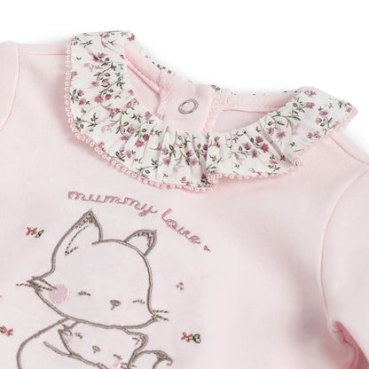 Girls Pink Embroidered Leg Opening Babysuit