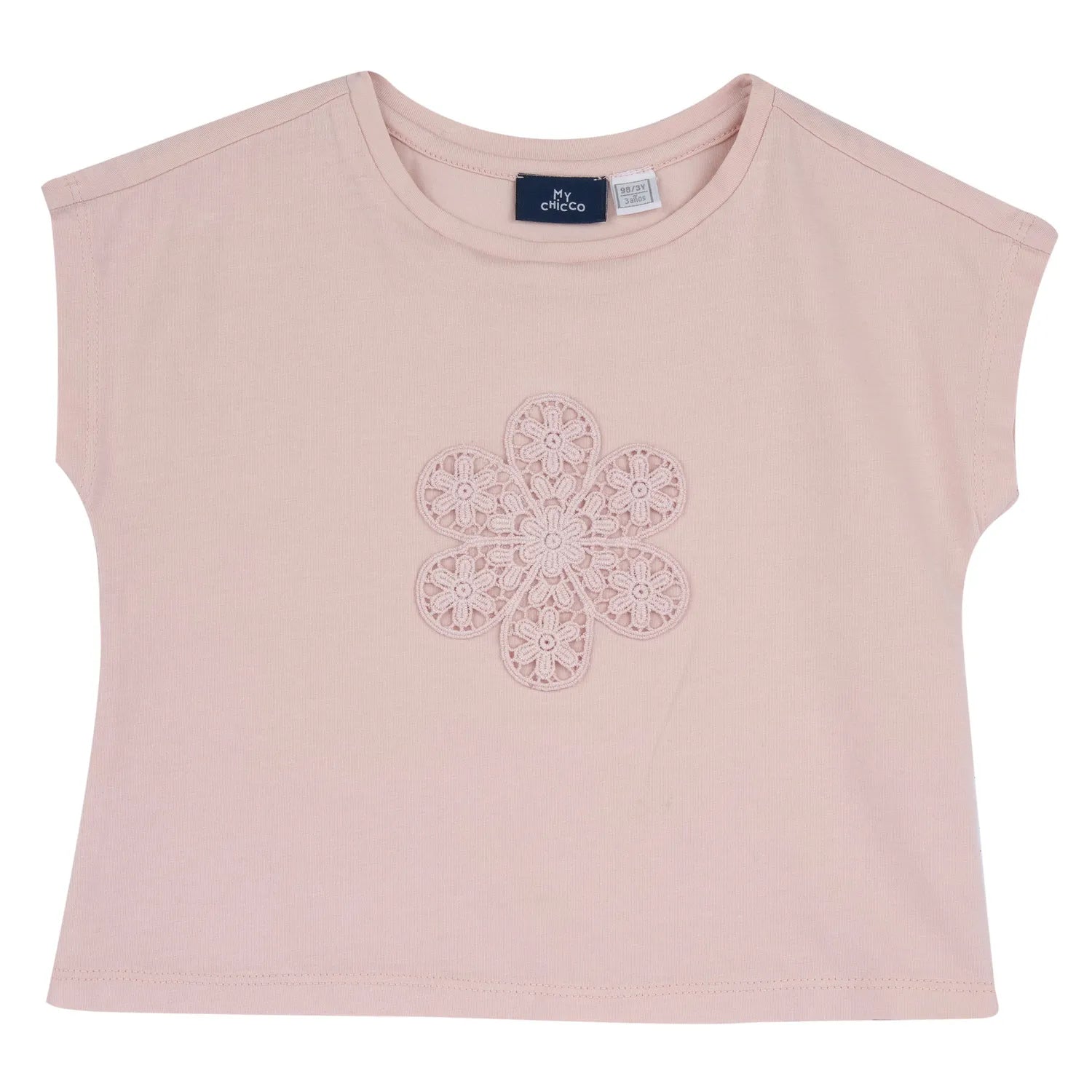 Girls Pink Embroidered T-shirt