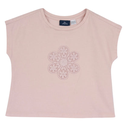 Girls Pink Embroidered T-shirt