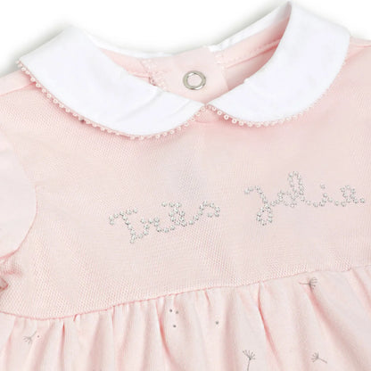 Girls Pink Floral Printed Dress With Shorts