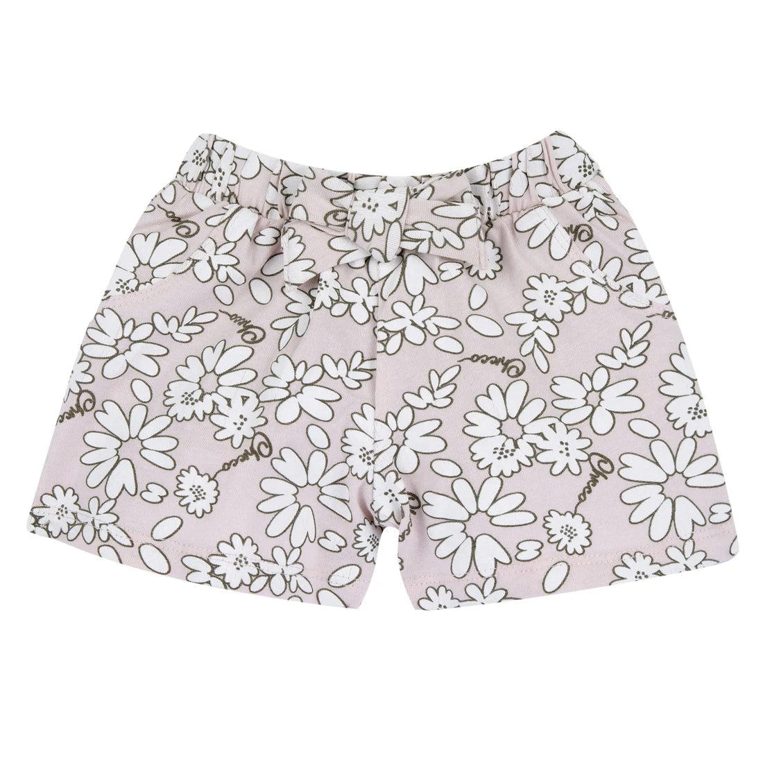 Girls Pink Floral Printed Shorts