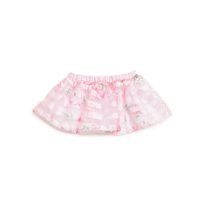 Girls Pink Floral Printed Skirt