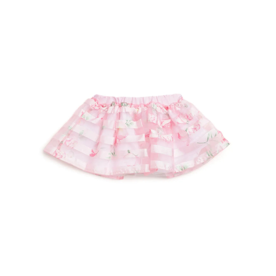 Girls Pink Floral Printed Skirt