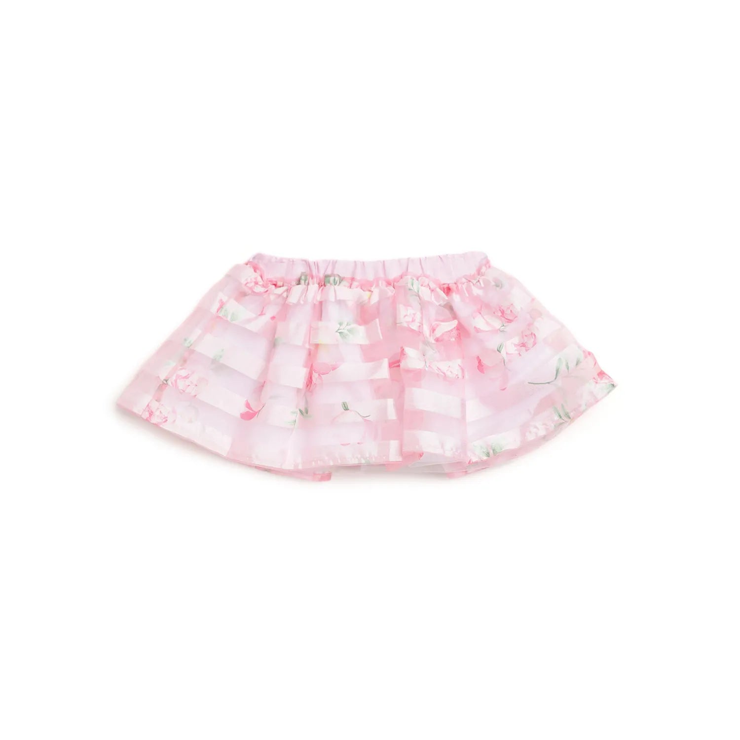 Girls Pink Floral Printed Skirt