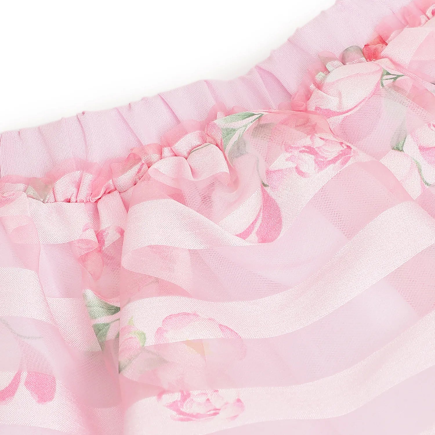 Girls Pink Floral Printed Skirt