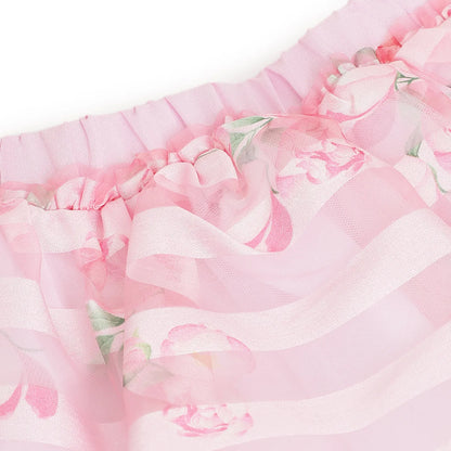 Girls Pink Floral Printed Skirt
