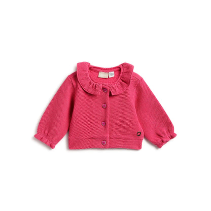 Girls Pink Full Sleeves Cardigan