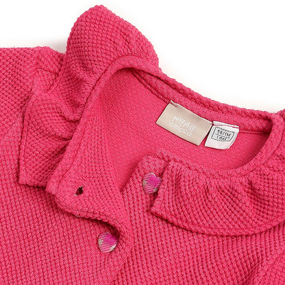 Girls Pink Full Sleeves Cardigan