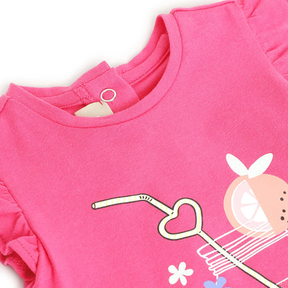 Girls Pink Graphic Printed Top