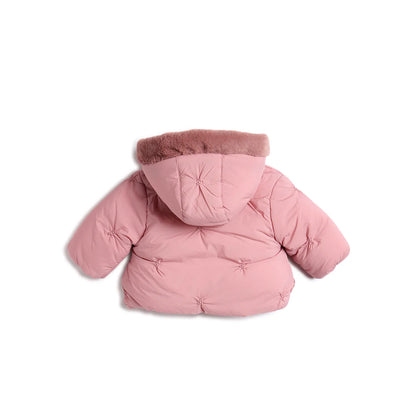 Girls Pink Hooded Puffer Jacket