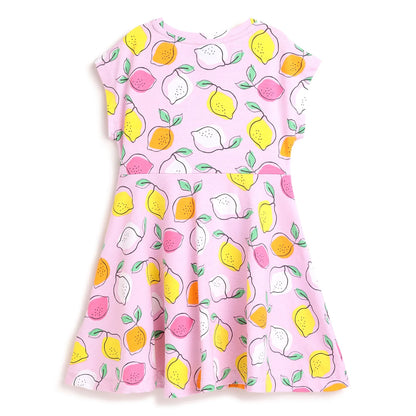 Girls Pink Printed A-Line Dress