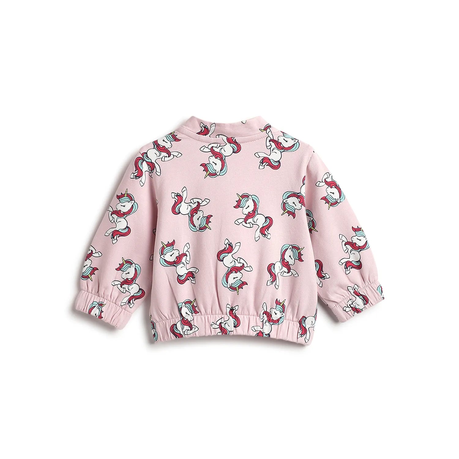 Girls Pink Printed Cardigan