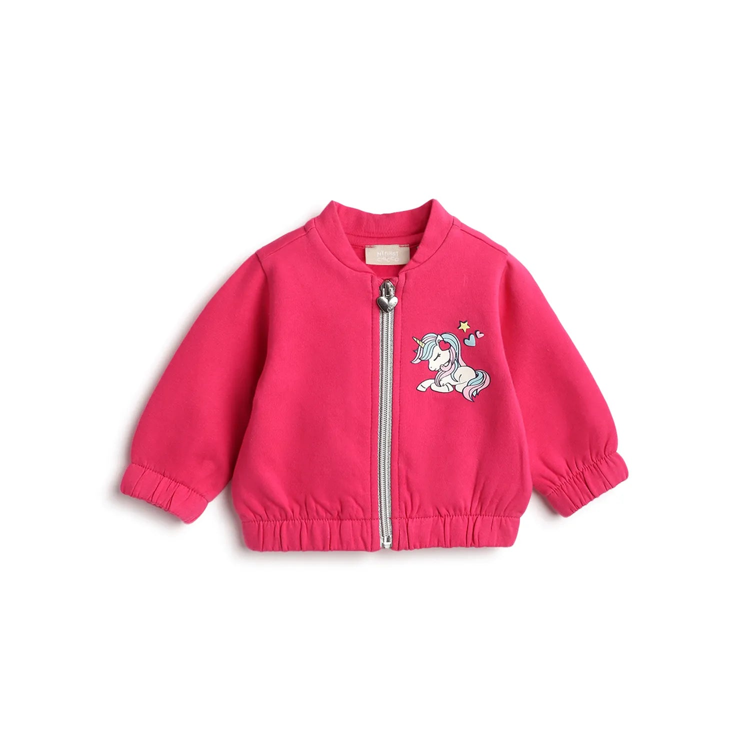 Girls Pink Printed Cardigan