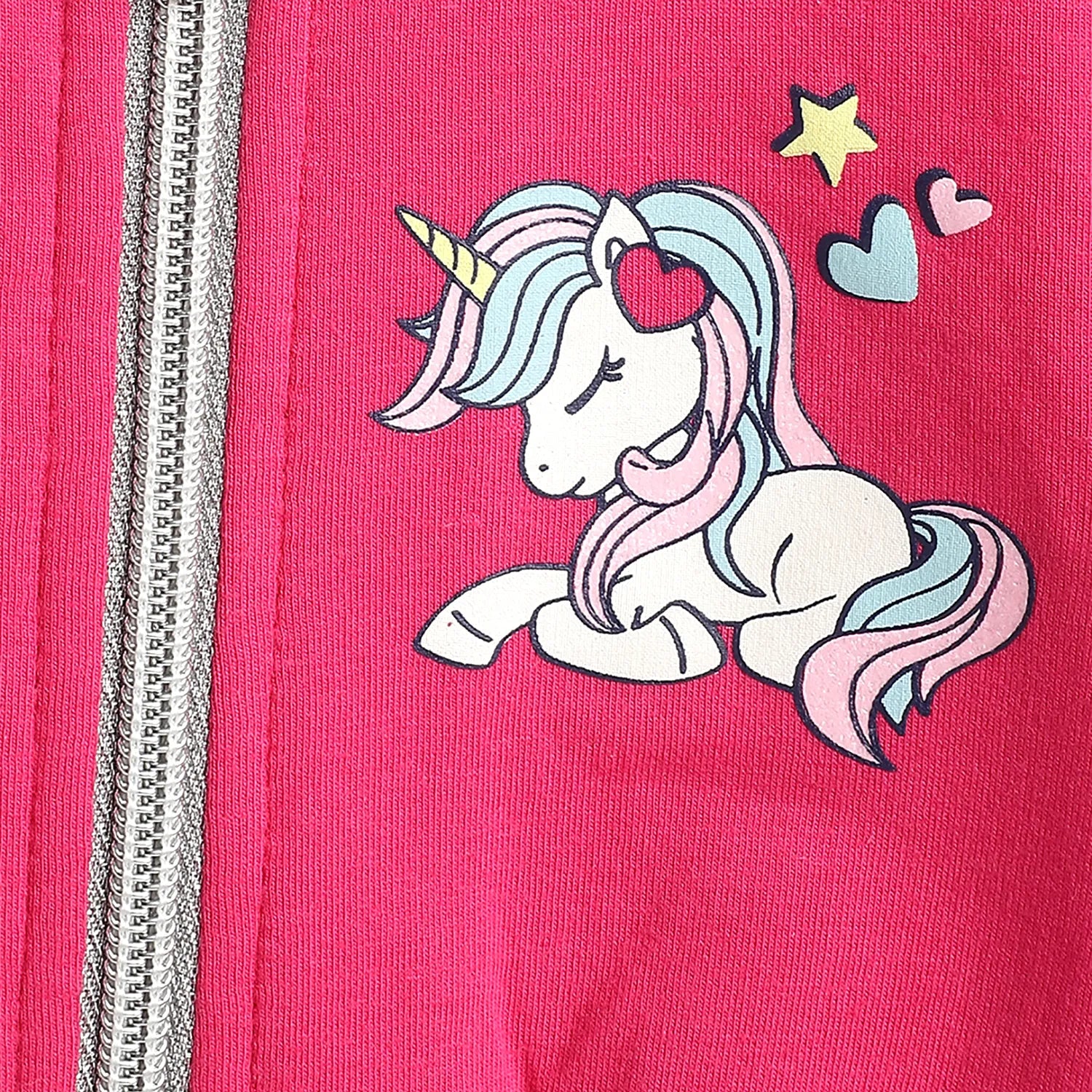 Girls Pink Printed Cardigan