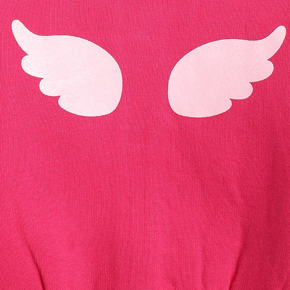 Girls Pink Printed Cardigan