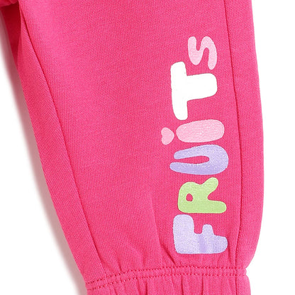 Girls Pink Printed Joggers
