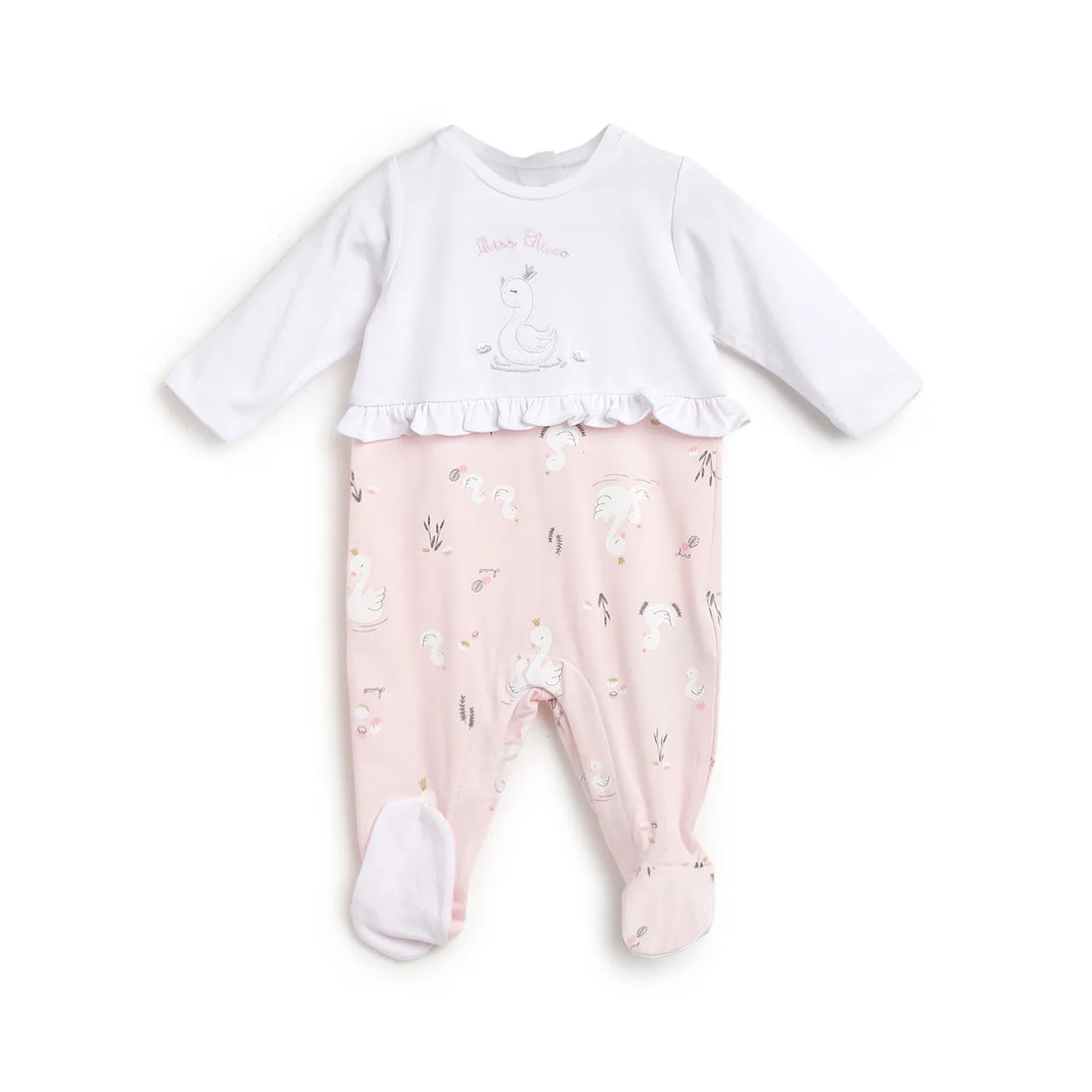 Girls Pink Printed Leg Opening Babysuit