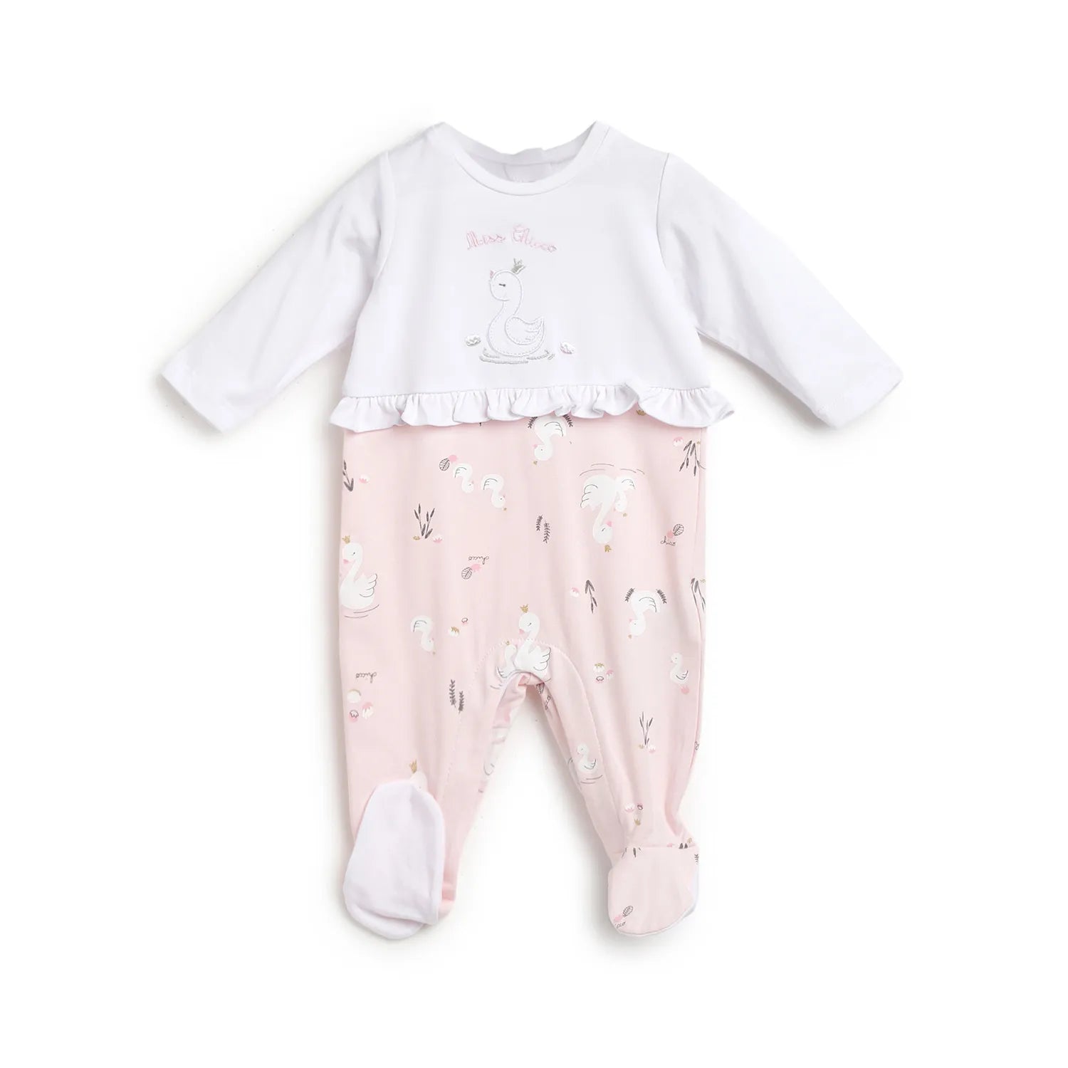 Girls Pink Printed Leg Opening Babysuit