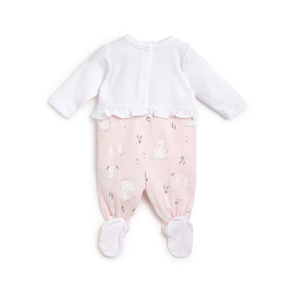 Girls Pink Printed Leg Opening Babysuit