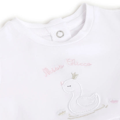 Girls Pink Printed Leg Opening Babysuit