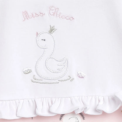 Girls Pink Printed Leg Opening Babysuit