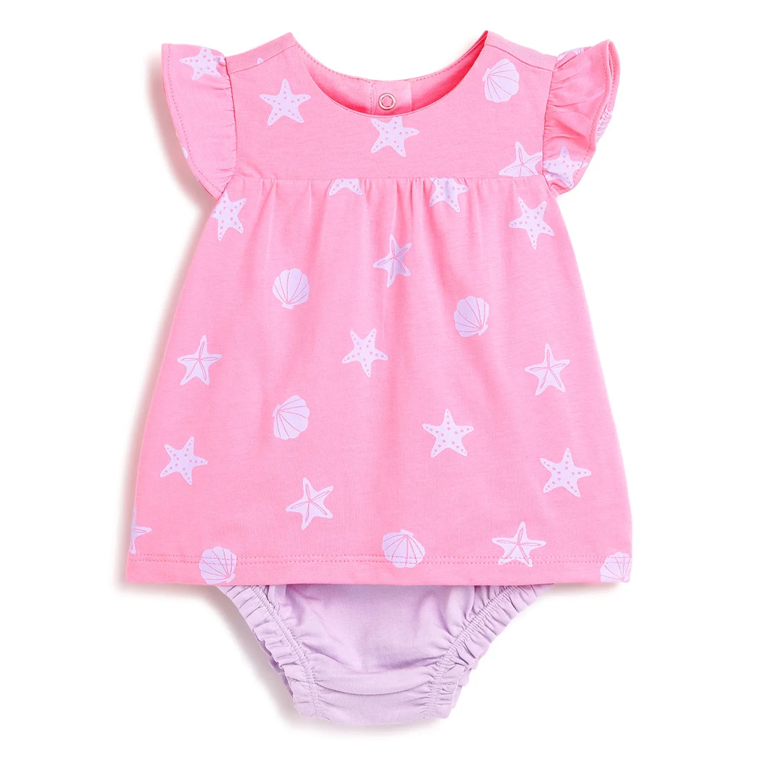 Girls Pink Printed Romper