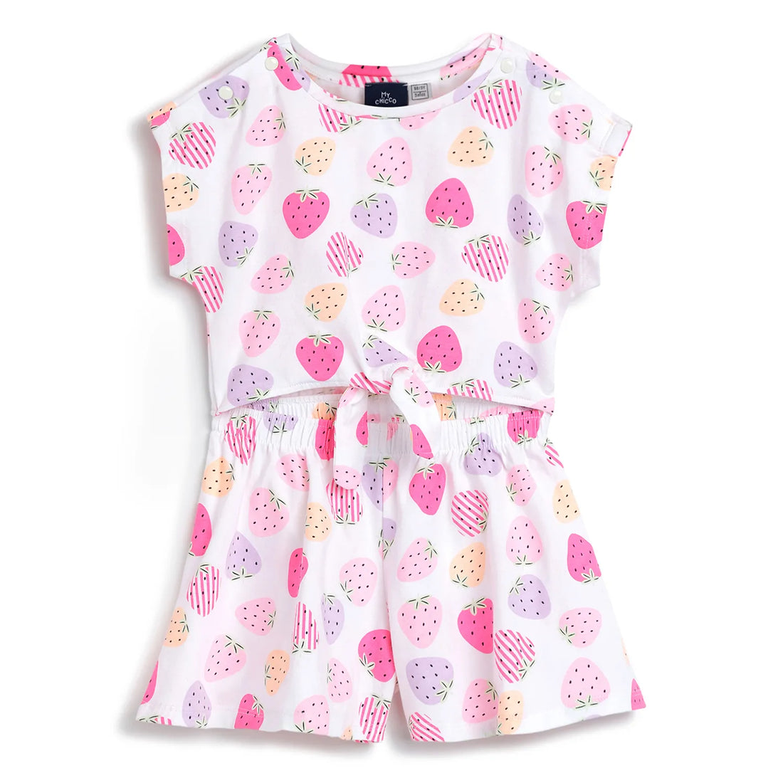 Girls Pink Printed Short Dungaree