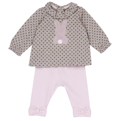 Girls Pink Printed Top With Leggings