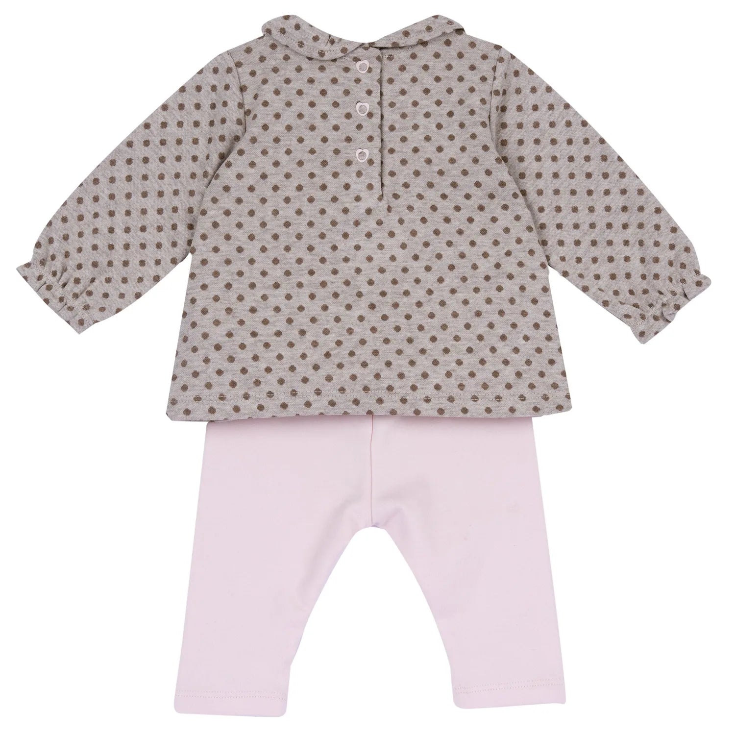 Girls Pink Printed Top With Leggings