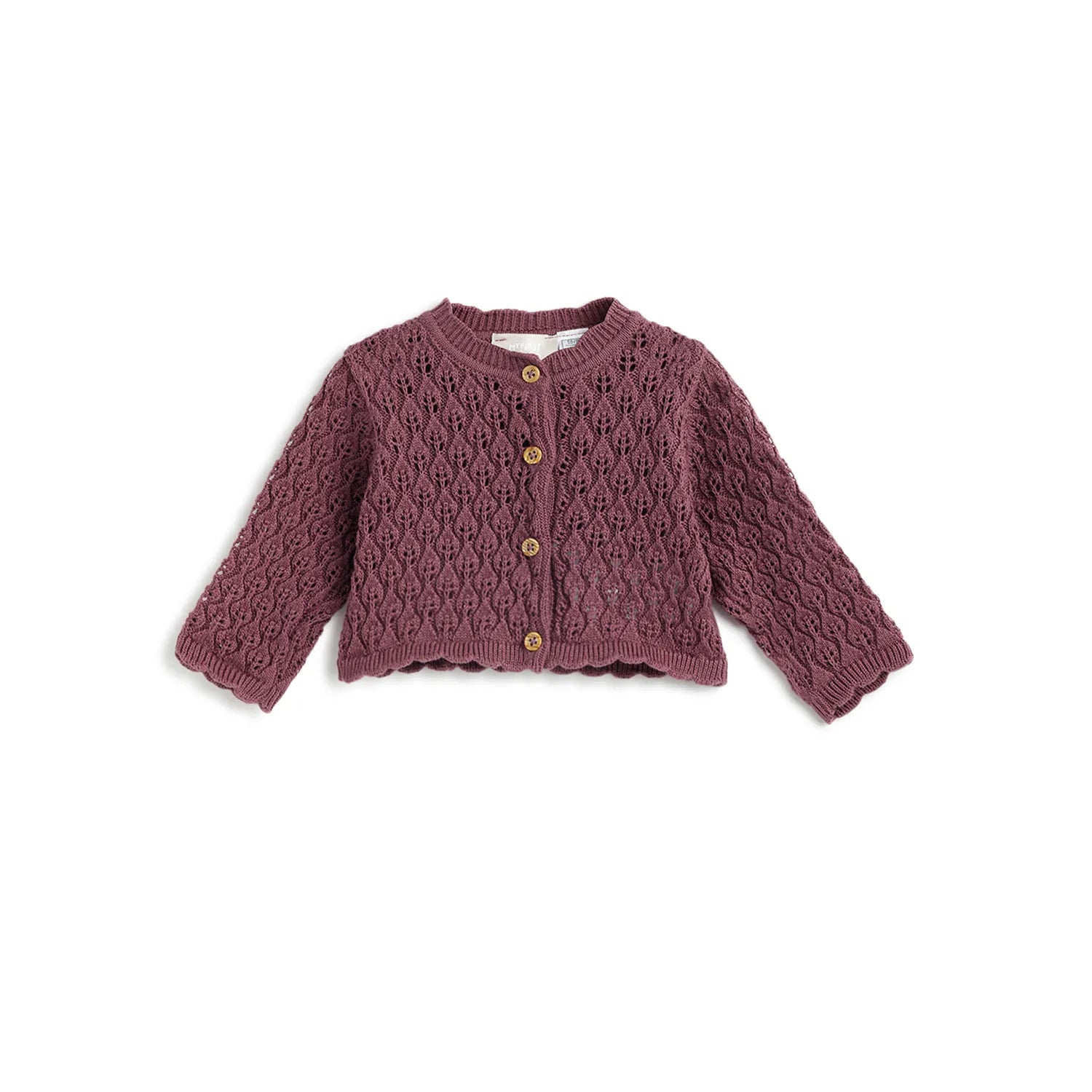 Girls Pink Self Design Cardigan