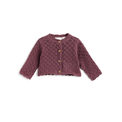 Girls Pink Self Design Cardigan
