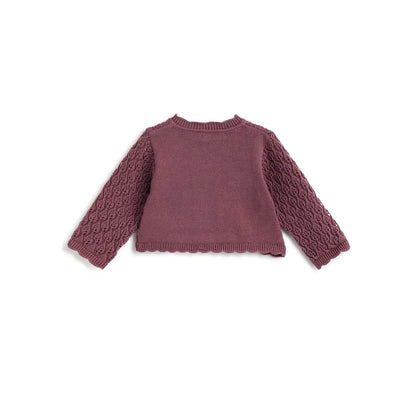 Girls Pink Self Design Cardigan