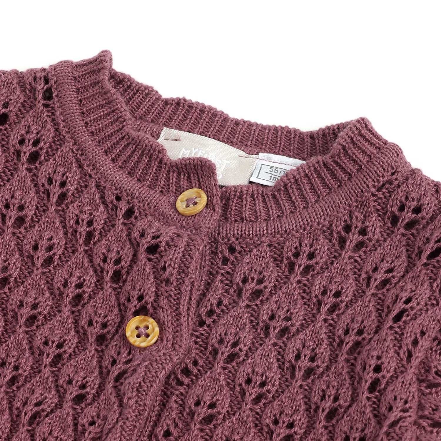 Girls Pink Self Design Cardigan