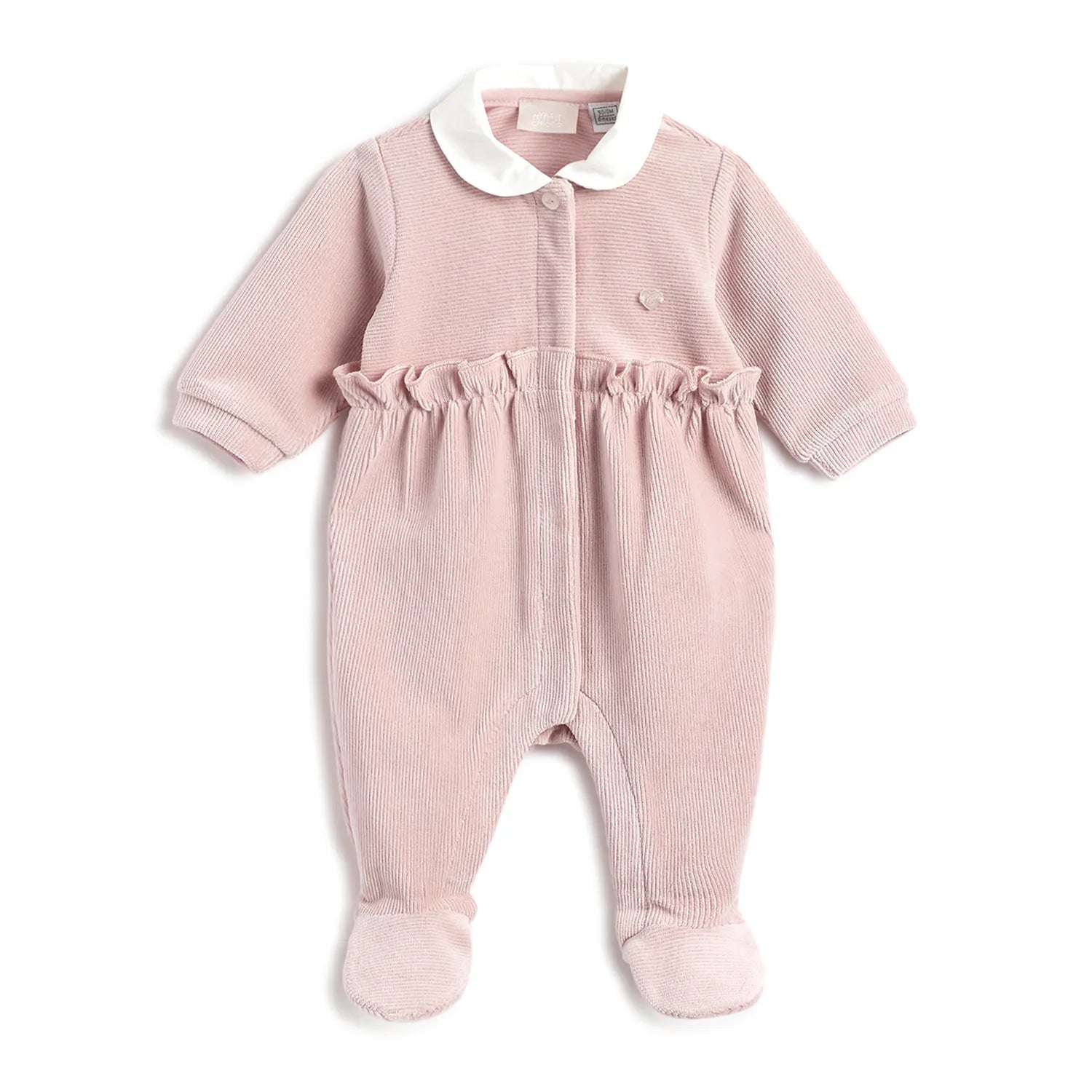Girls Pink Self Design Front Opening Babysuit