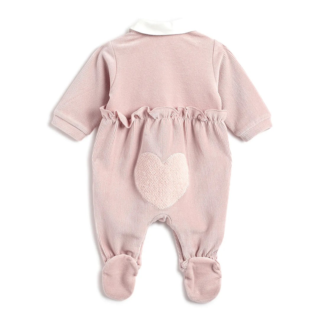Girls Pink Self Design Front Opening Babysuit