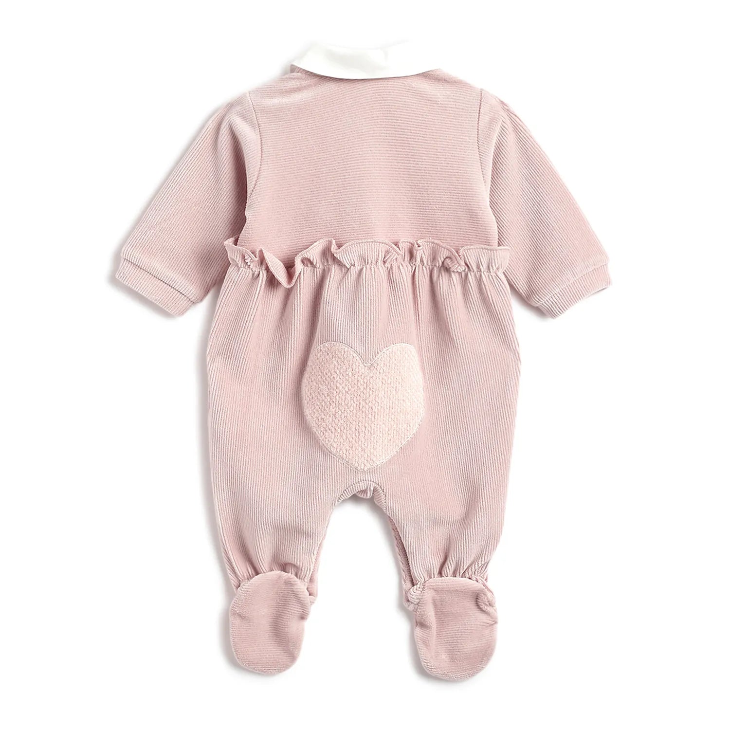 Girls Pink Self Design Front Opening Babysuit