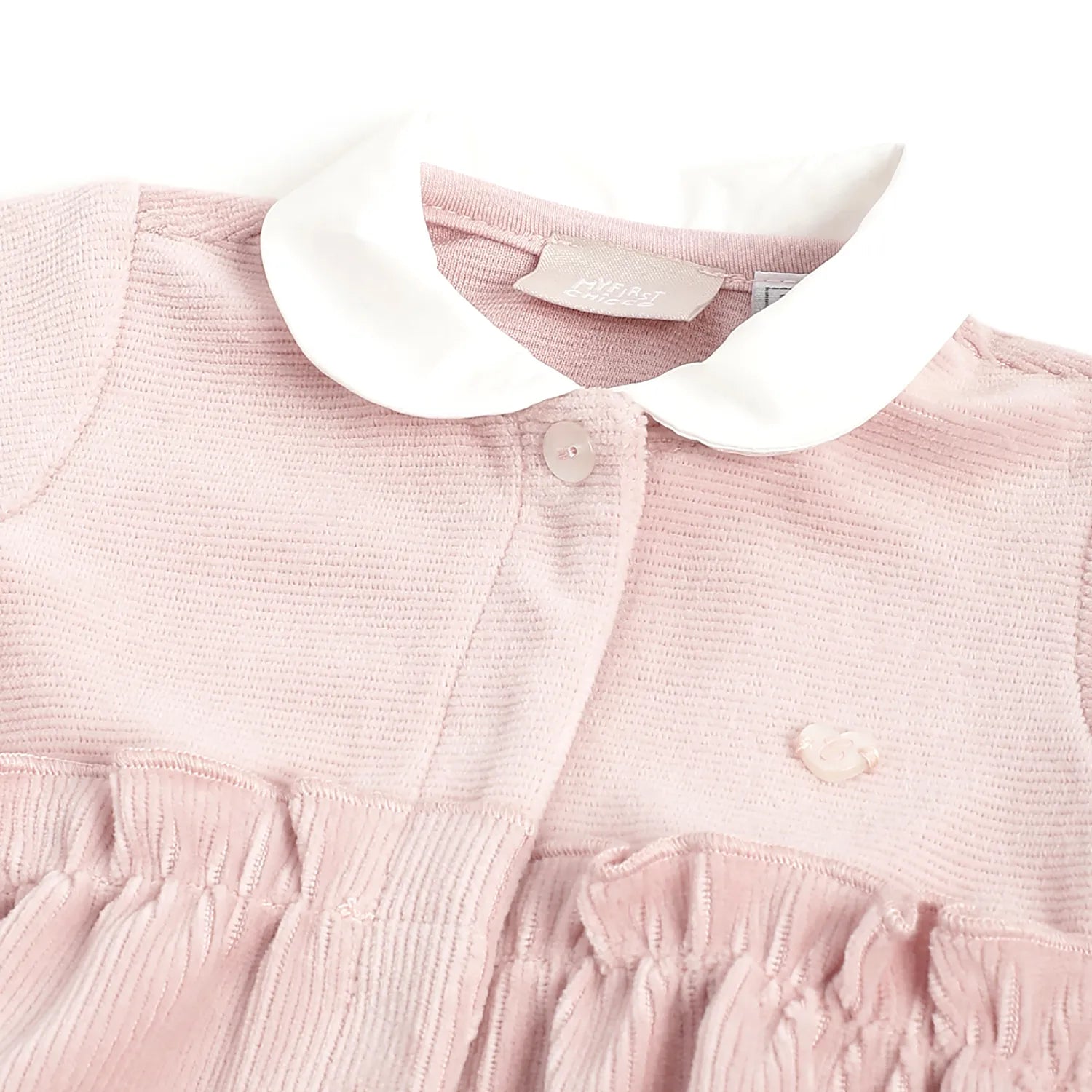 Girls Pink Self Design Front Opening Babysuit