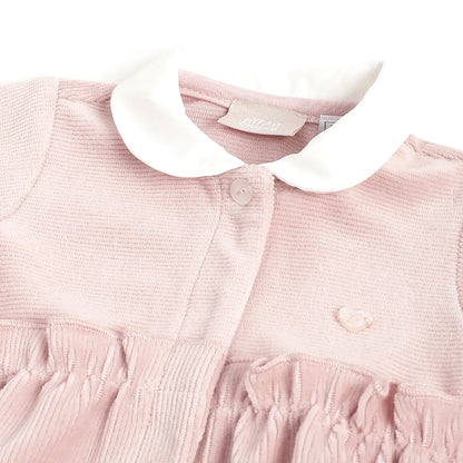 Girls Pink Self Design Front Opening Babysuit