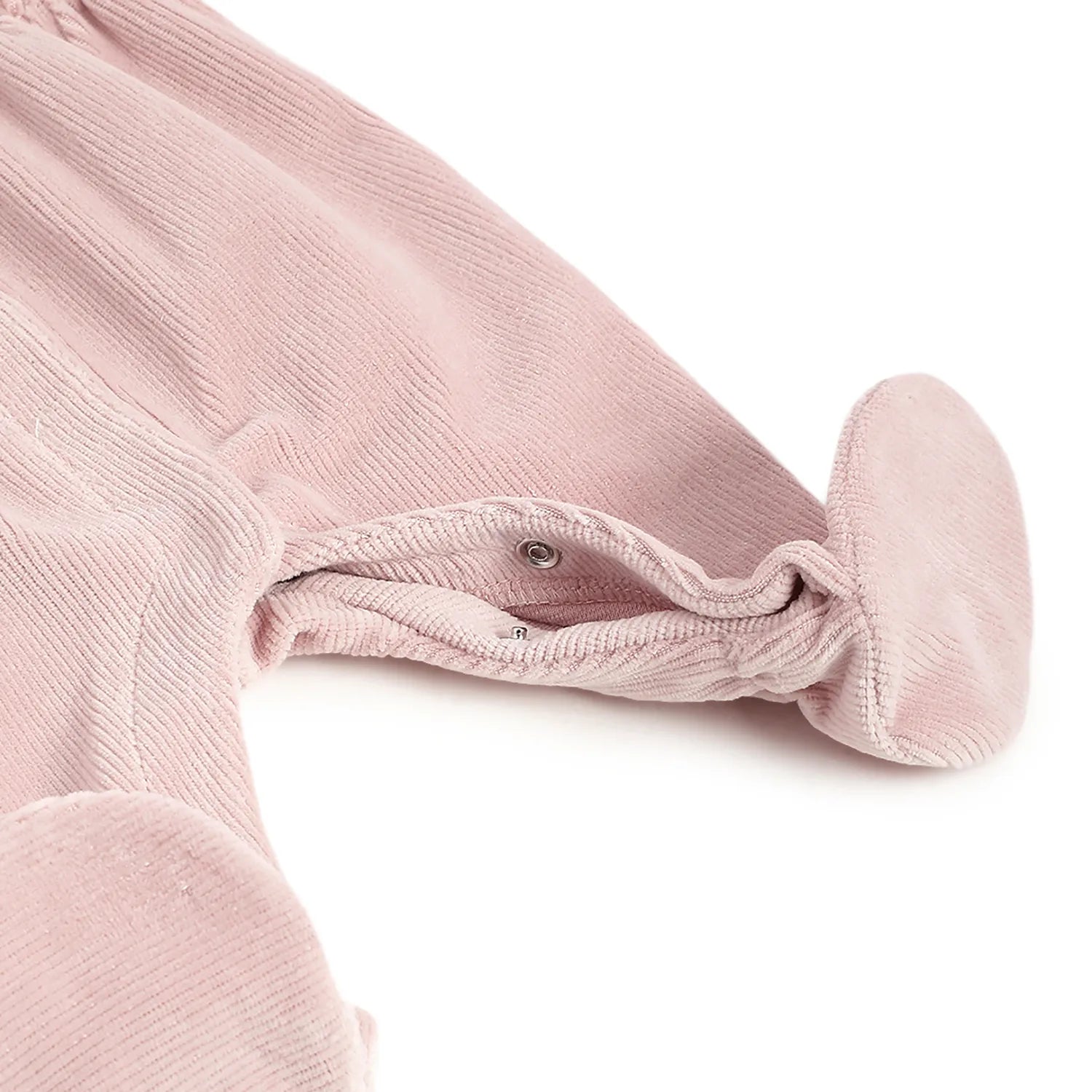 Girls Pink Self Design Front Opening Babysuit