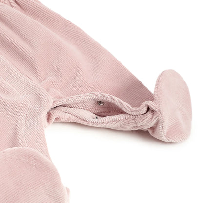 Girls Pink Self Design Front Opening Babysuit