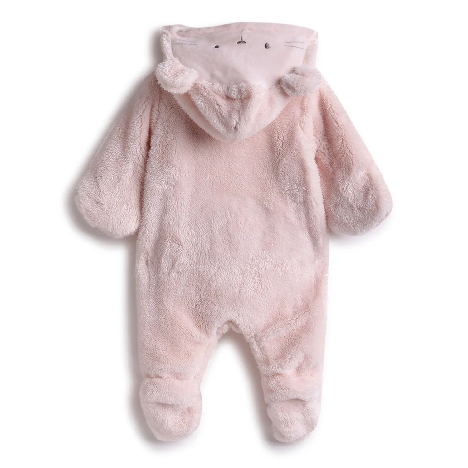 Girls Pink Solid Front Opening Babysuit