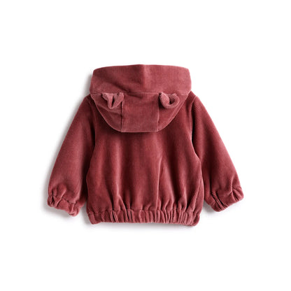 Girls Pink Solid Hooded Cardigan