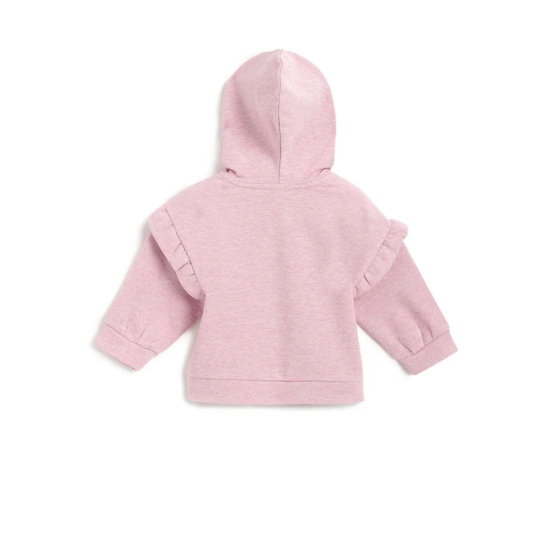 Girls Pink Solid Hooded Sweatshirt