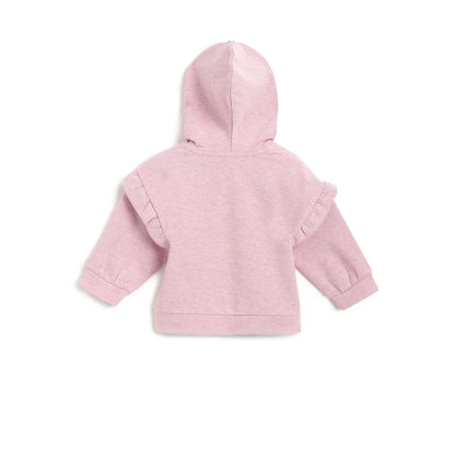 Girls Pink Solid Hooded Sweatshirt