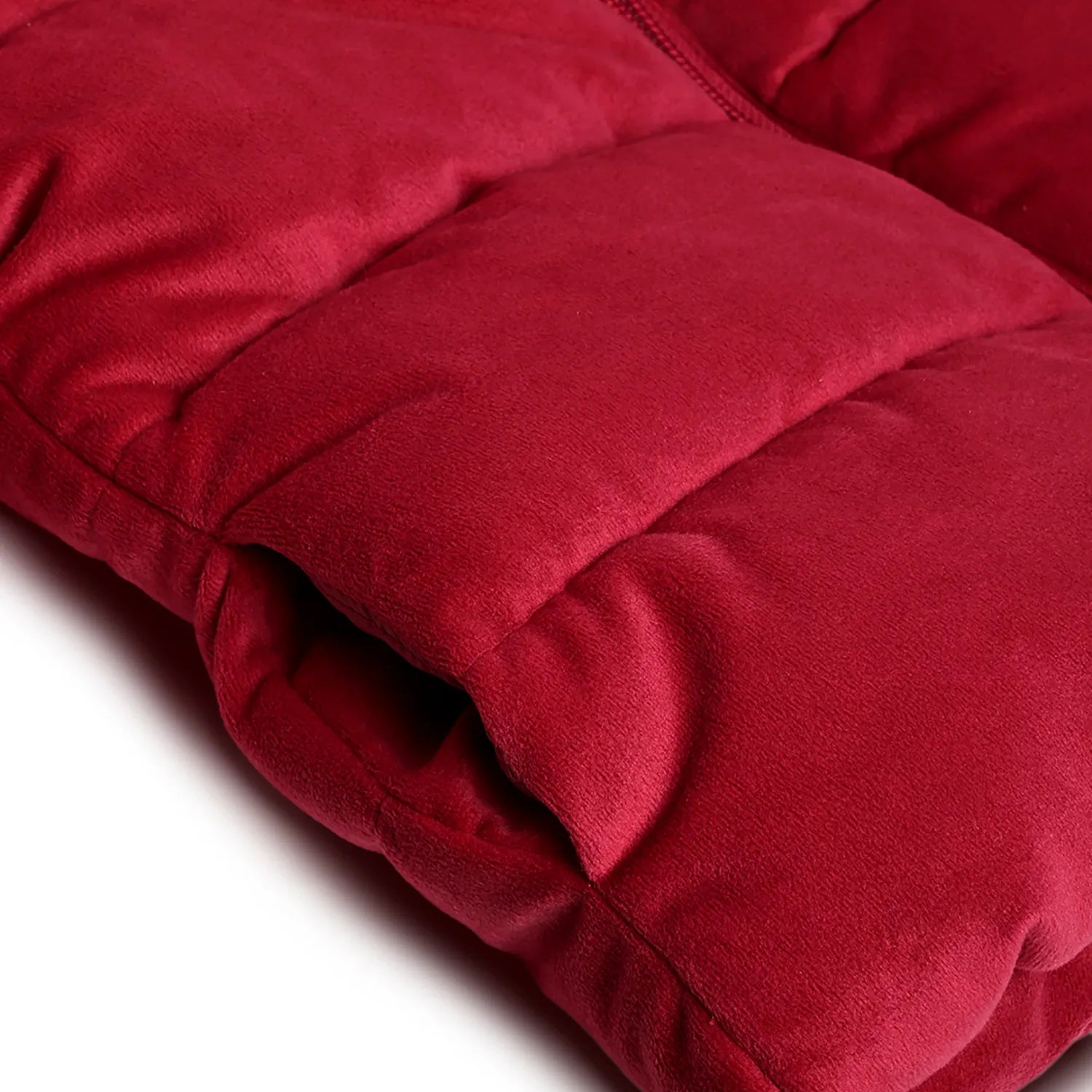 Girls Red Hooded Solid Padded Jacket