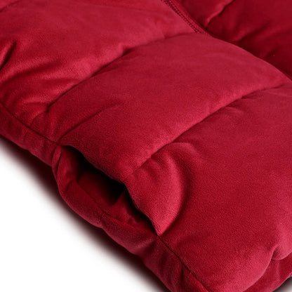 Girls Red Hooded Solid Padded Jacket