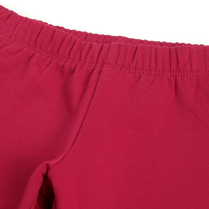 Girls Red Regular Fit Solid Leggings